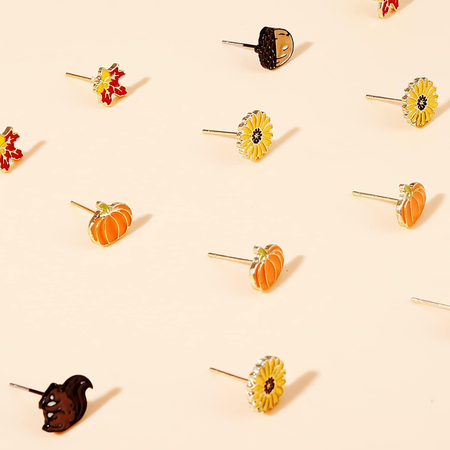 Fall Earrings for Women Thanksgiving Punmpkin Pie Candy Corn Maple Leaf Turkey Squirrel Earrings Set Autumn Jewelry Gifts for Thanksgiving Holiday - Image 5