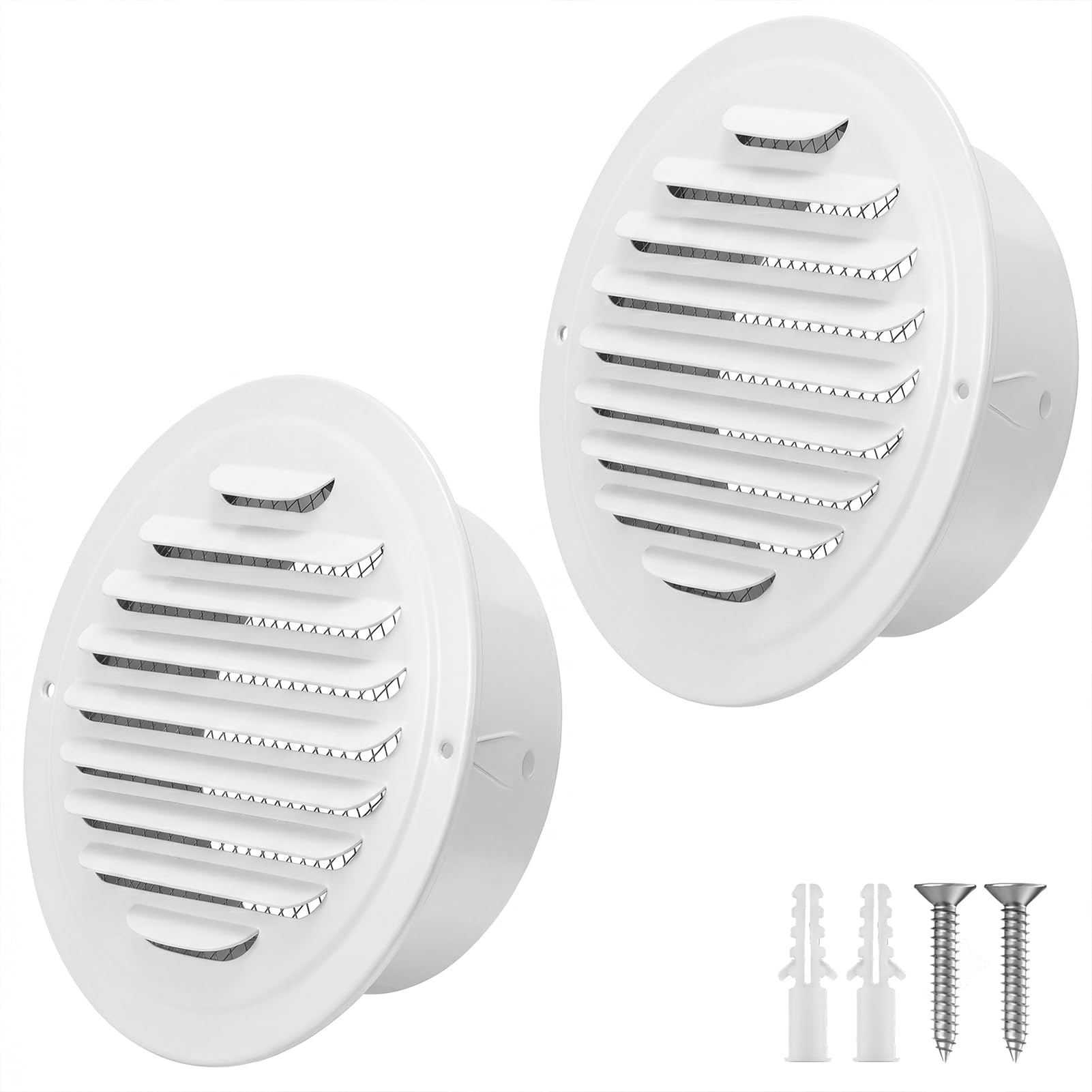 INMOZATA Stainless Steel Round Air Vent Cover with Mesh Screen,White 150mm