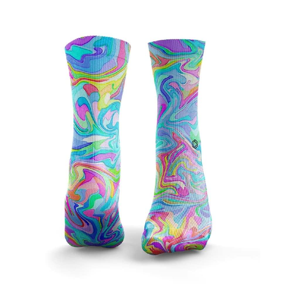 HEXXEEMen's Marble Socks, Multi-Coloured, L