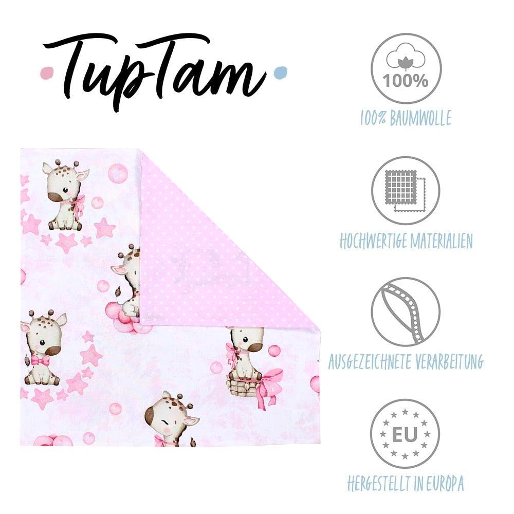 TupTam Federa per Cuscino per Bambini Set di 2 80x80 cm Giraffa puntini rosa
