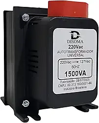 Transformador de Voltagem Bivolt 1500VA Disoma – 110V para 220V e 220V para 110V, com Protetor Térmico e Acabamento Metálico Suporta até 850W