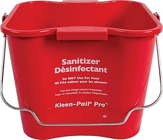 Soro Essentials- 8 Quarts Plastic Kleen-Pail Pro Cleaning Bucket Red Color- Sanitizer Pail Cleaning Bucket with Bail Handle for Cleaning Kitchens Restaurants and Janitorial Use