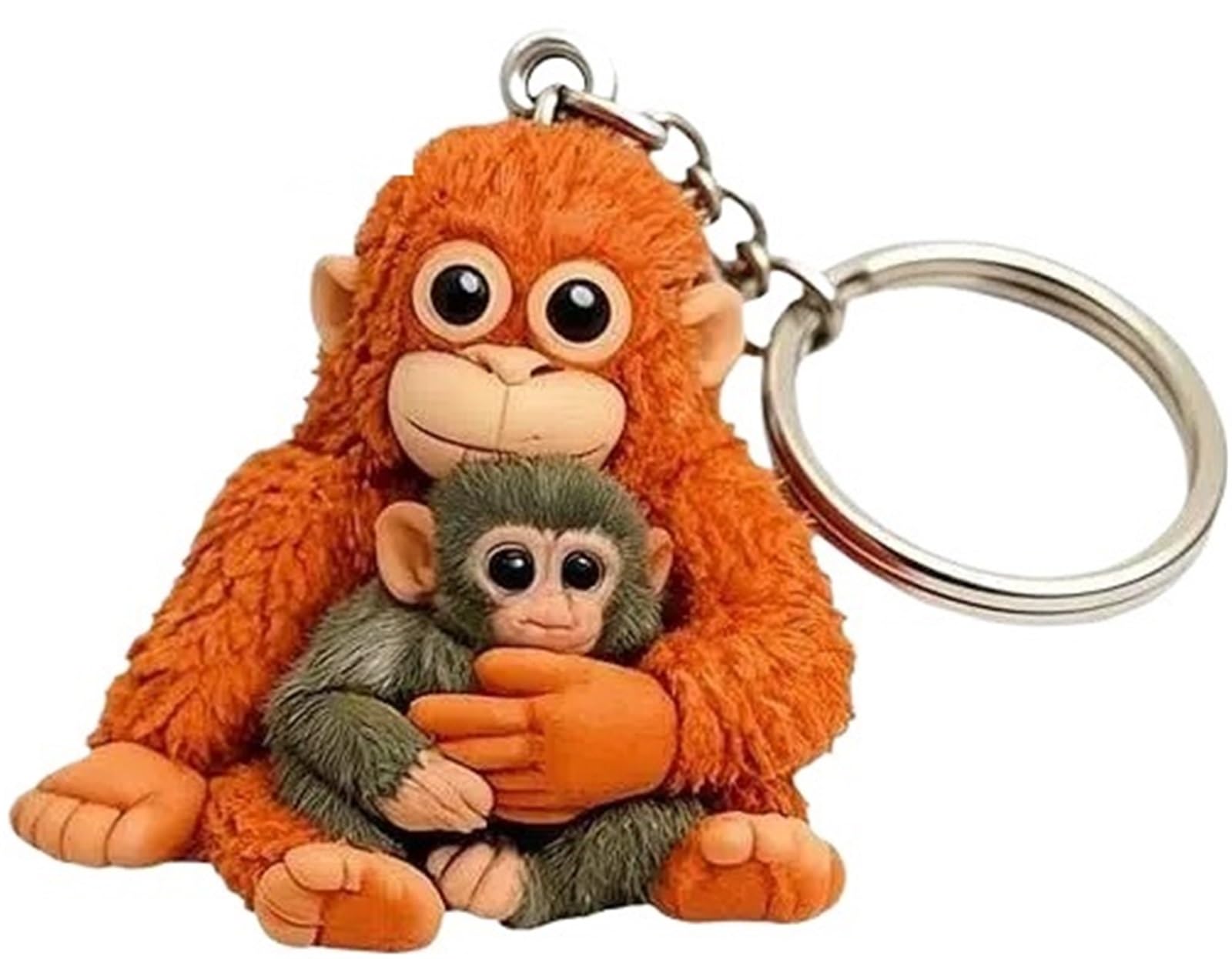 ANQKYO Protect Punch The Monkey Key chain 2pcs Protect Punch The Monkey Keychain, 3D Cute Holding Plush Toy Hanging(Yellow)