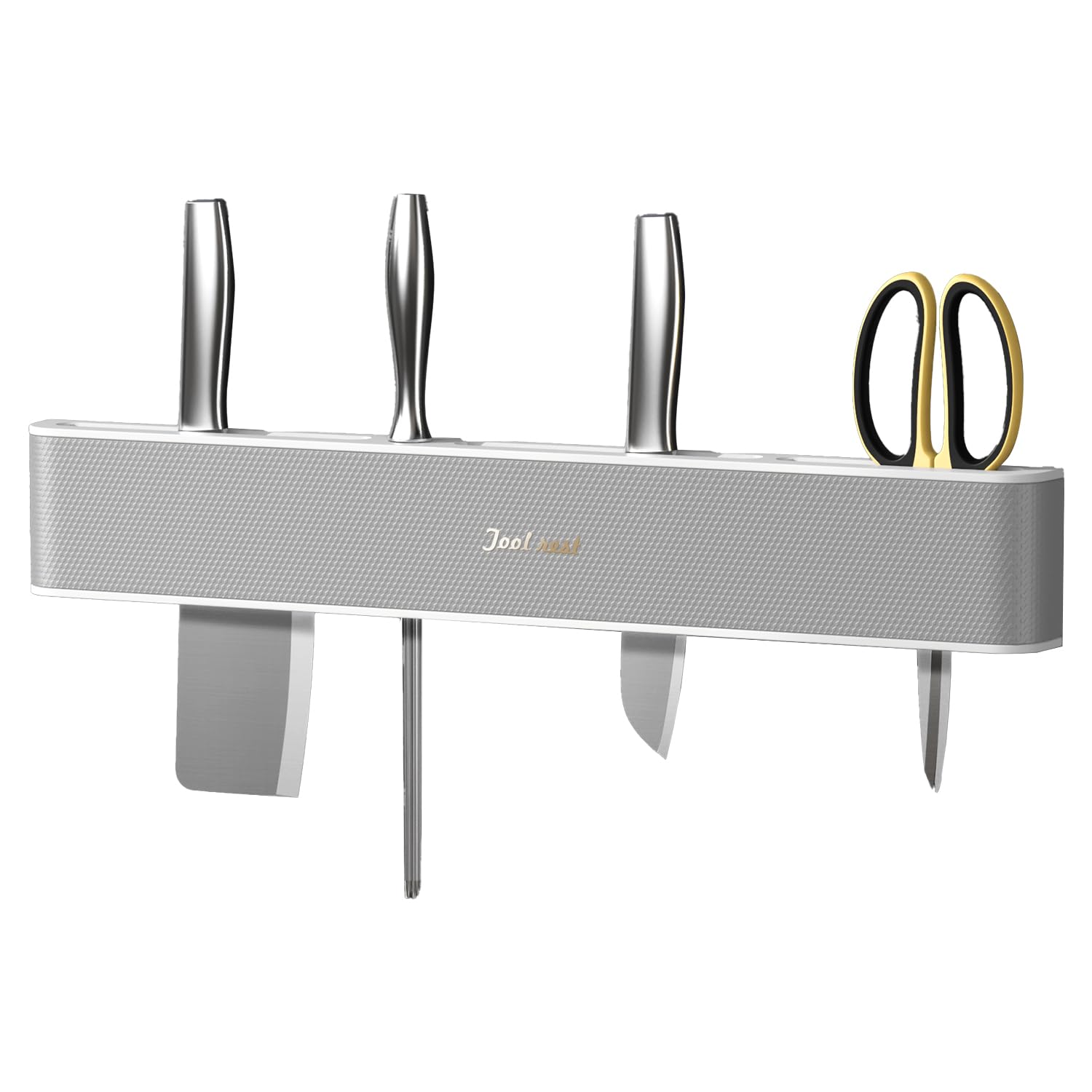 Upgraded Wall-Mounted Knife Holder Organizer - No Drilling Premium Material Kitchen Storage for Utensils, Spices & Towels, Space-Saving Design for Home & Office - Black & White