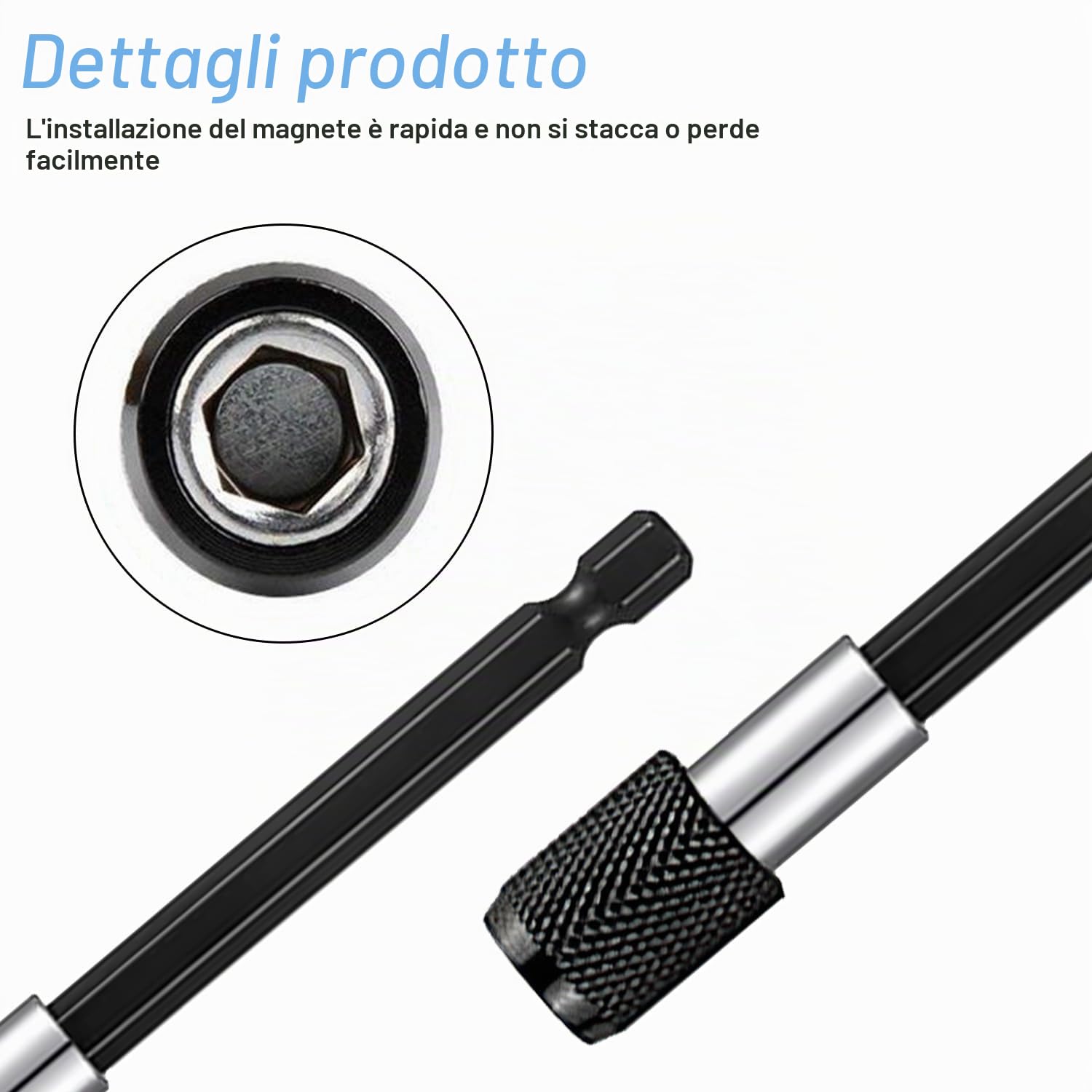 14 estensori per trapano, in acciaio legato, 60/100/150/300 mm, supporto per punte per cacciavite 1/4, trapano magnetico con attacco esagonale, prolunga per punta per cacciavite a batteria (nero)
