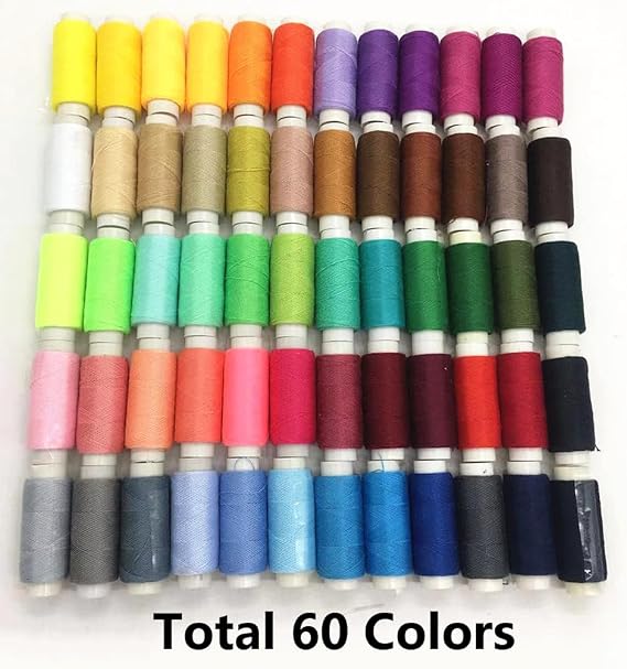 60pcs Sewing Thread Kit, 60 Colors, 250 Yards per Spool Polyester Thread, Prewound Bobbins, Sewing Machine Threads