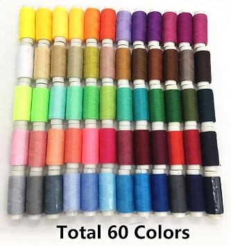 60pcs Sewing Thread Kit, 60 Colors, 250 Yards per Spool Polyester Thread, Prewound Bobbins, Sewing Machine Threads