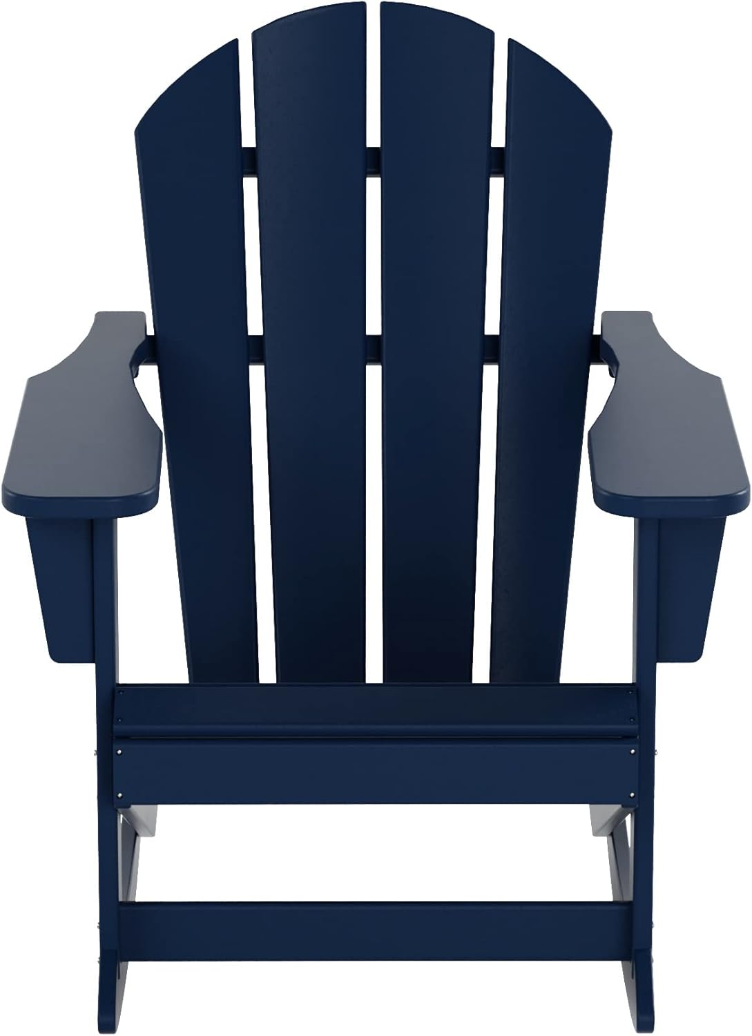 WO WESTIN OUTDOOR HDPE Laguna Outdoor Rocking Poly Adirondack Chair with Side Table 3-Piece Set, Navy Blue