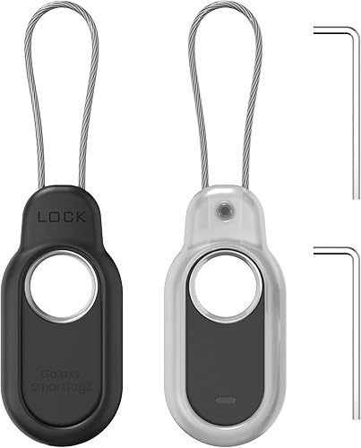 Seguro de bloqueo Paquete de 2 fundas para Samsung Galaxy SmartTag2 con cable de alambre, funda rígida de policarbonato para Galaxy SmartTag 2, Seguro de bloqueo Paquete de 2 fundas para Samsung Galaxy SmartTag2 con cable de alambre, funda rígida de policarbonato para Galaxy SmartTag 2,