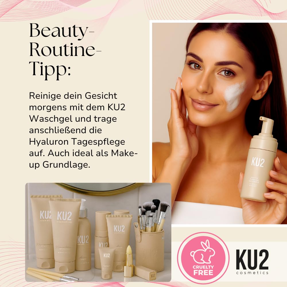KU2 Cosmetics Hyaluron Tagescreme Gesicht, 50ml | Feuchtigkeitsspendende Gesichtspflege für glattere, prallere Haut, Gesichtscreme für Damen & Herren