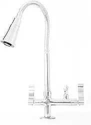 Torneira Flexível de Mesa Cozinha Saída para Purificador 1/4 de Volta Tubo Cromado Dois Jatos Samer