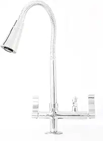 Torneira Flexível de Mesa Cozinha Saída para Purificador 1/4 de Volta Tubo Cromado Dois Jatos Samer