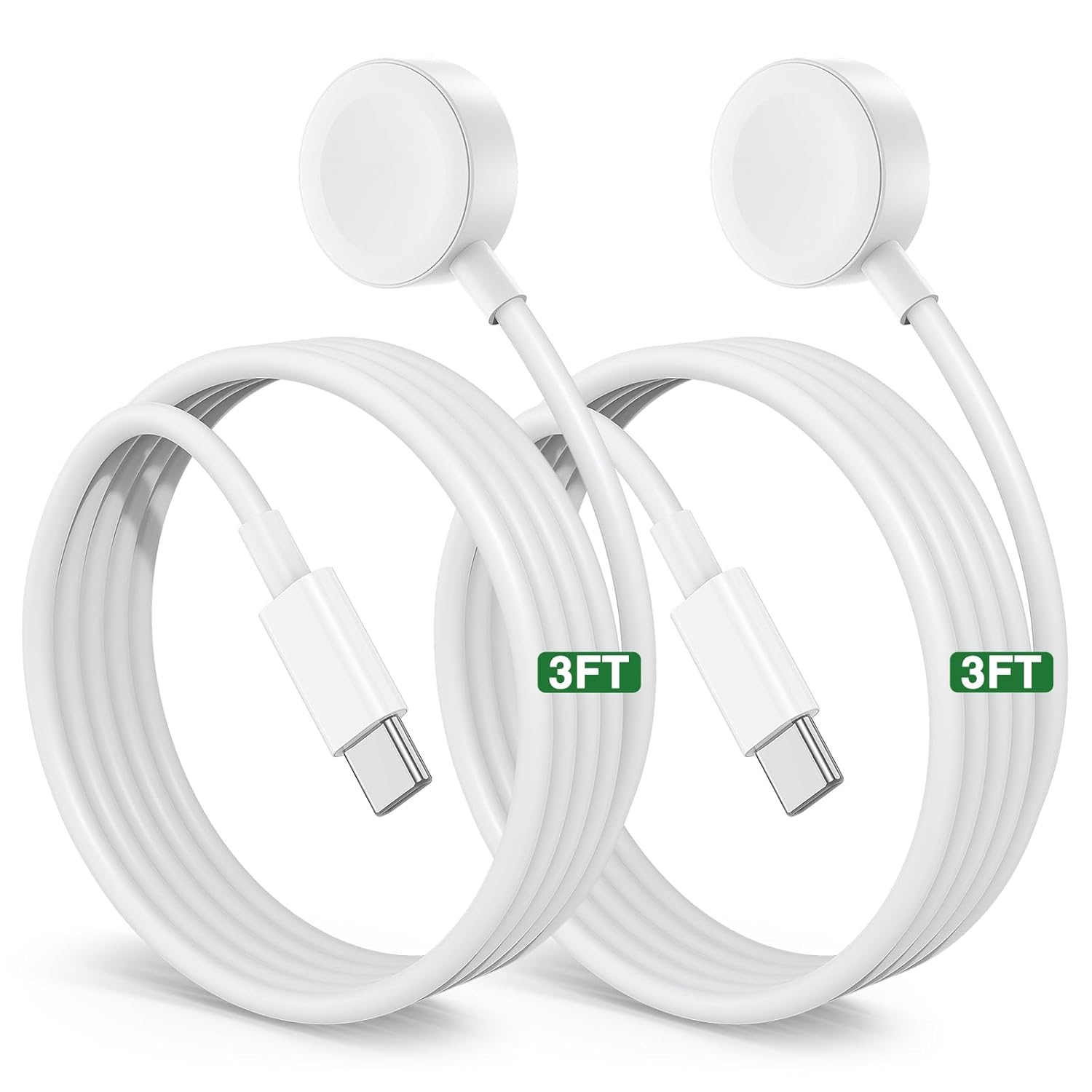 2Pack for Apple Watch Charger Cable, 3FT USB C to Magnetic Wireless Fast i-Watch Charging Cord [Portable], Compatible with Watch Series Ultra/9/8/7/6/SE/SE2/5/4/3/2 – White