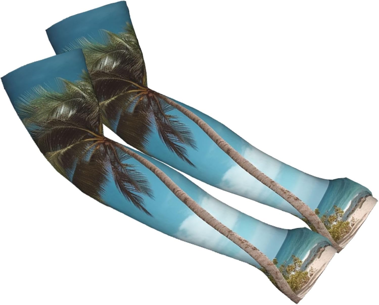 Cooling Arm Sleeves UPF 50+ UV Sun Protection Arm Covers, Straight Style | Beach Coconut Tree Sports Arm Sleeves For Women Men, Seamless Compression Ice Silk Sleeves, Tattoo Cover