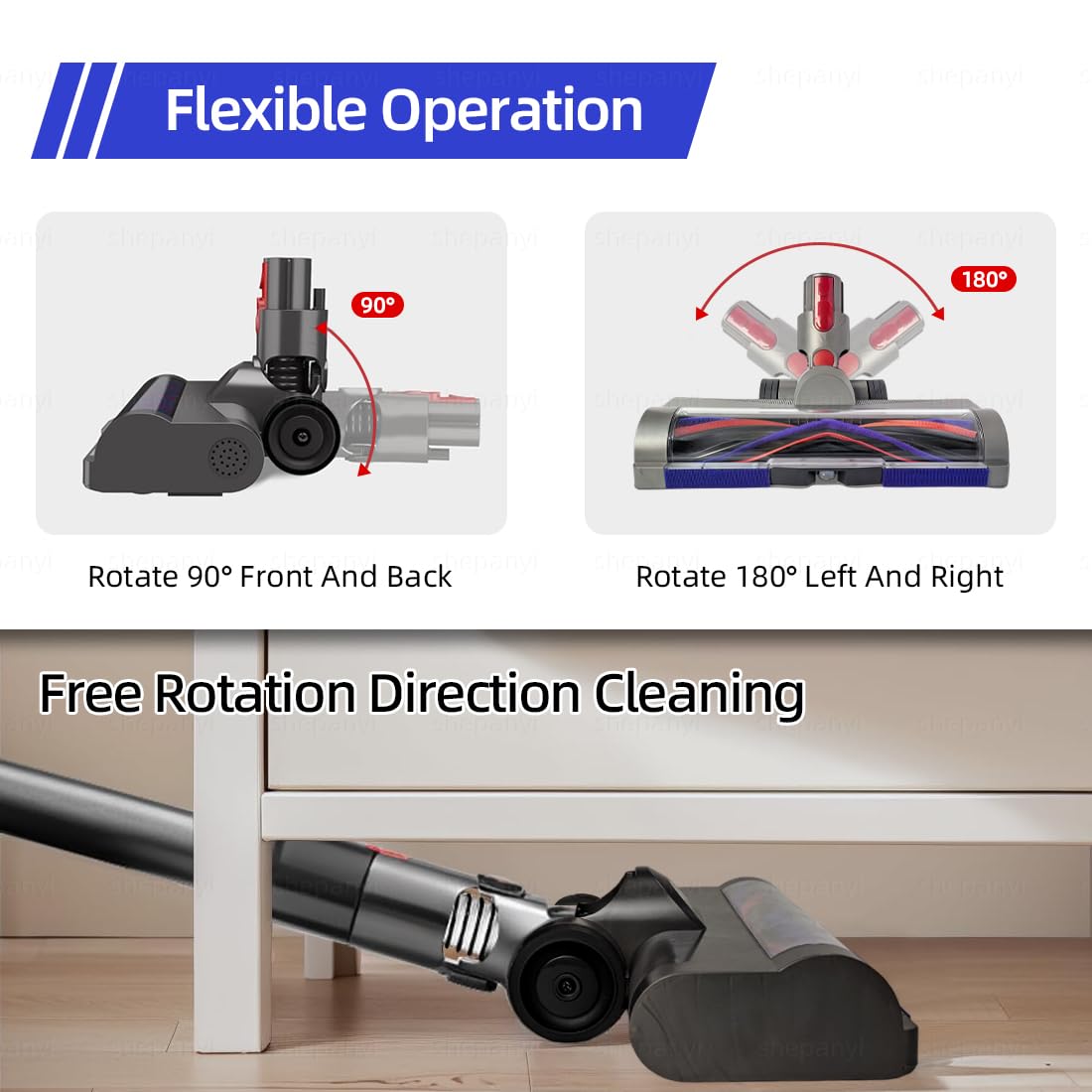 LED-Bürste-Ersatzteil Zubehör Kompatibel Mit Dyson V7,V8,V10,V11,V15,Staubsauger Bürste für Verhedderungsfrei und Antistatisch,Bodendüse für Hartböden und Teppiche.