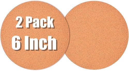 Paquete de 2 posavasos de corcho de 6 pulgadas, platillos redondos para plantas, salvamanteles para ollas y sartenes calientes, tapete absorbente
