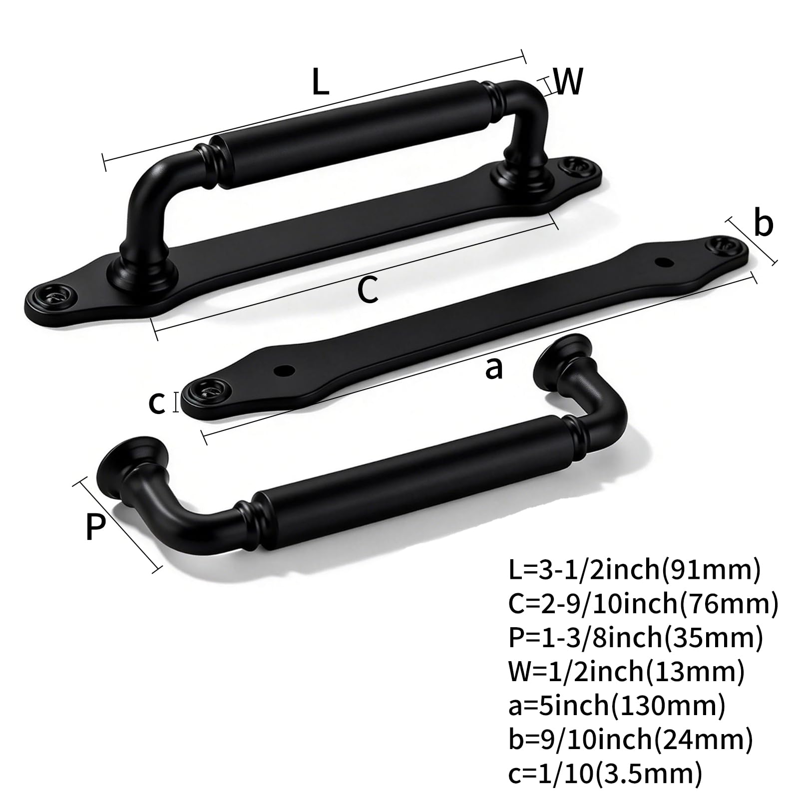Matte Black Cabinet Pull - 279BP, 3 in (76 mm) — KHTUMEWARE