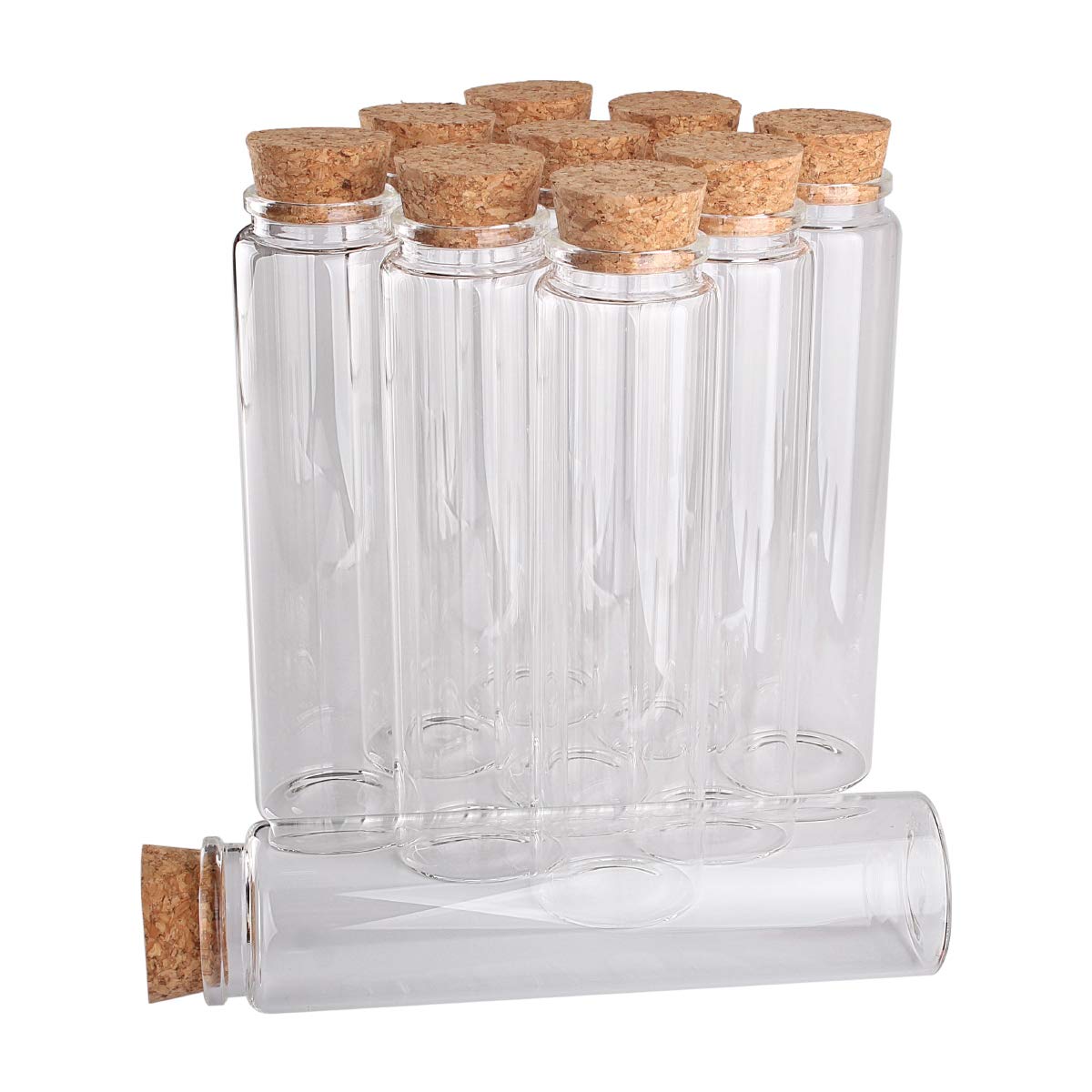 SYLALE12 pieces 240ml(8OZ) 47 * 180 * 32mm Glass Bottles with Cork Stopper Spice Candy Bottle Jars Glass Container Wedding Farours
