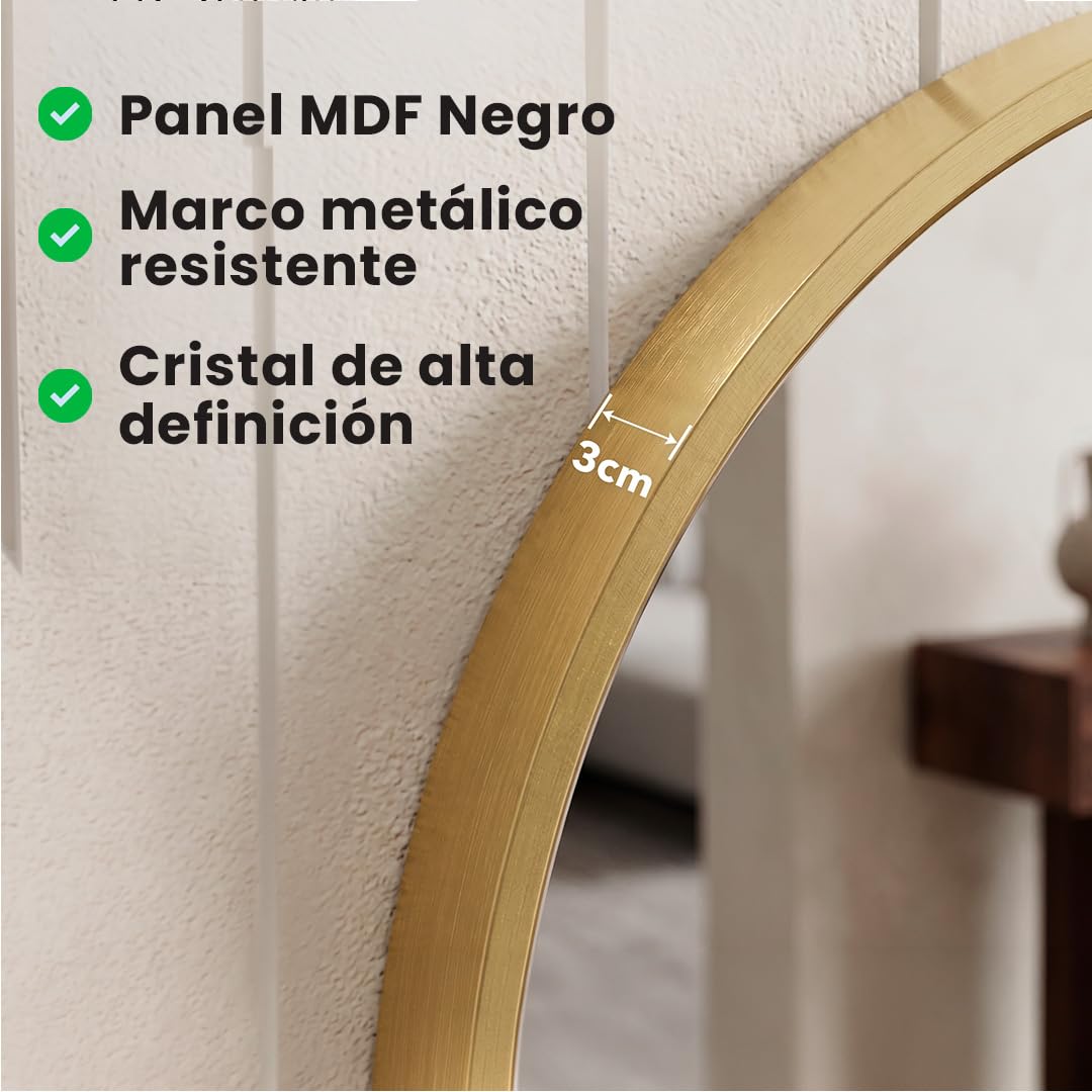 Marctani Miroir Ovale Mural avec Cadre en métal - Miroir Ovale Salle de Bain Moderne et décoratif pour entrée, Salon ou Couloir