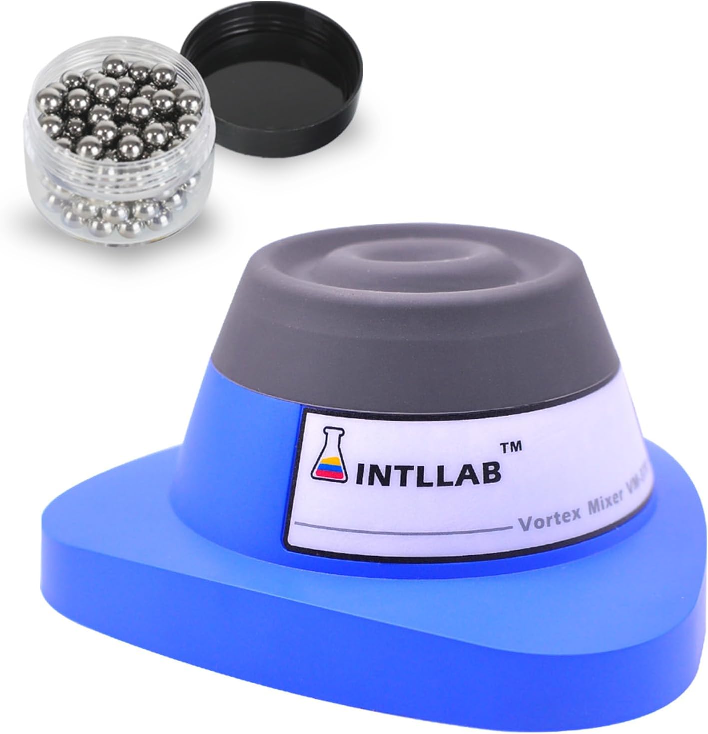 INTLLAB Mini Vortex Mixer with Touch Function, Lab Mixing, Nail Polish,Eyelash Adhesives and Acrylic Paints Mixing, Lab Vortexer for Tubes,Include 120 pcs Stainless Steel Mixing Balls