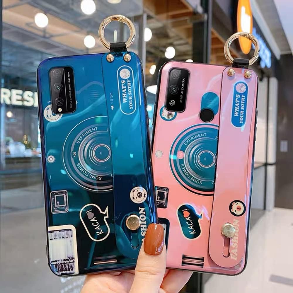 Aulzaju Case for Samsung Note 10 Plus for Women Men with Wrist Strap Stand 3D Cute Cartoon Camera Holographic Design Soft Sleek TPU Bumper Cover with Loopy Ring Holder for Galaxy Note 10 Plus Black
