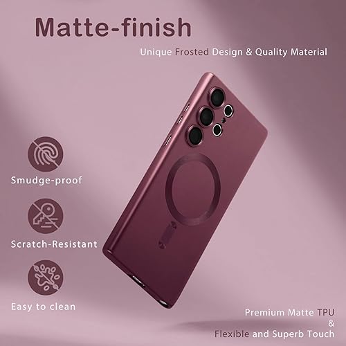 Miniatura 2 de Funda magnética para Samsung Galaxy S25 Ultra para mujeres, hombres y niñas compatible con MagSafe protector de lente de cámara mate, bonita funda