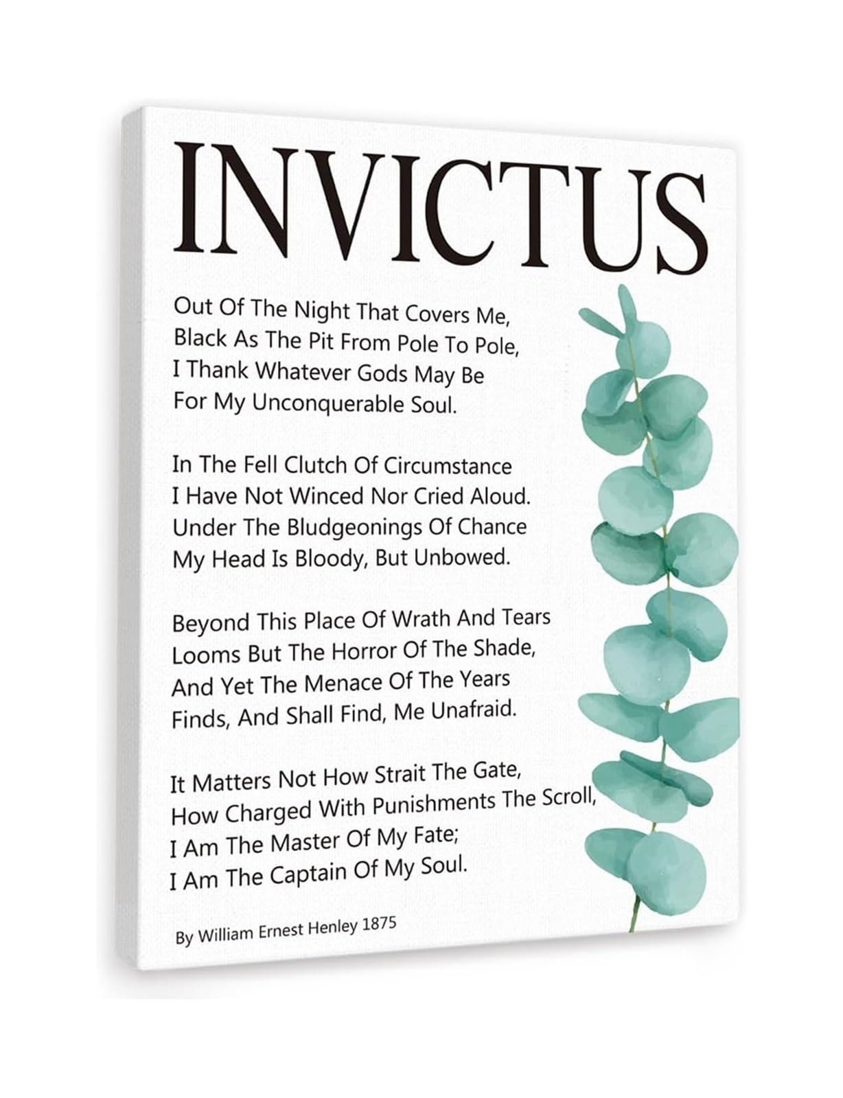 IDGTTLDF I Am the Master of My Fate Wall-Art Invictus Poem Quote Captain of My Soul Motivational Canvas Print for Home Office Man Cave Framed,12X18inch(30X45cm)