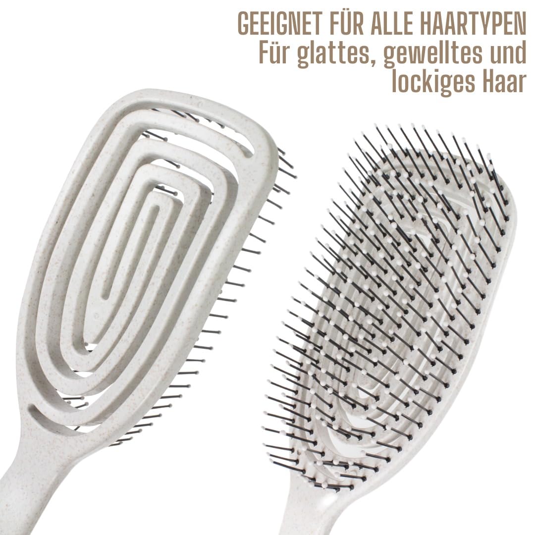 Nascita Eco Detangling Hair Brush for Women Men Kids Wet and Dry Hair Brush for Long Hair Curls Beige, Breit - Image 2