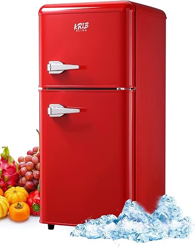 KRIB BLING Refrigerador compacto de 35 pies cúbicos con termostato de 7 niveles mini refrigerador con congelador refrigerador portátil de 2 puertas