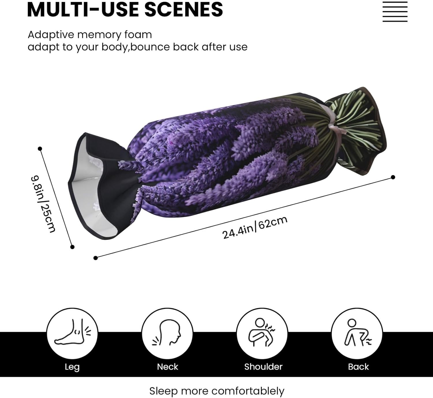 Lavender Bouquet Print Candy Cylindrical Comfortable Pillow Throw Pillows Home Decor Easy Maintenance