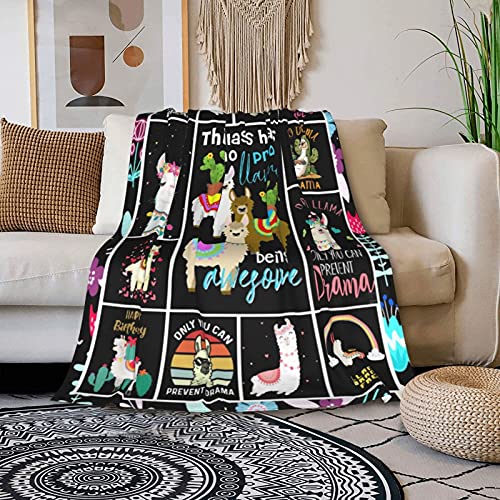 Cute Llama Throw Blanket Warm Ultra-Soft Micro Fleece Blanket For Bed Couch Living Room #TOP1