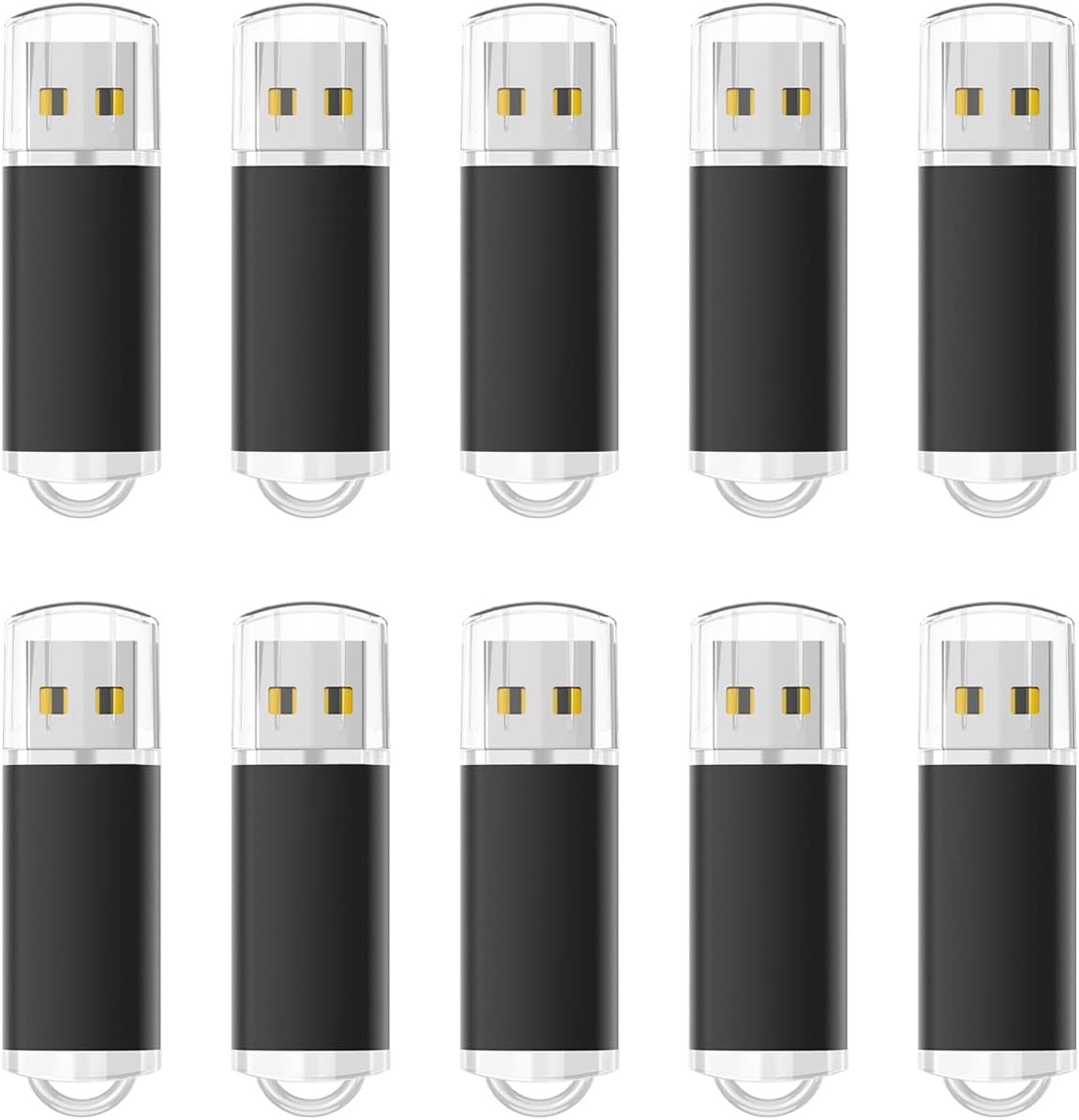 MONGERY 8GB USB 2.0 Stick 10 Pack, USB 2.0 Sticks Bulk Thumb Drives Memory Stick Jump Drive with LED Light for Storage and Backup (8GB 10 Pack Black)
