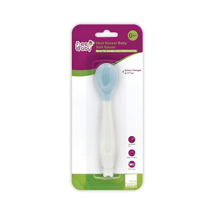 BeeBaby Heat Senor Baby Colour Changing Soft Spoon for Feeding Baby, Pack of 1 (Pink)