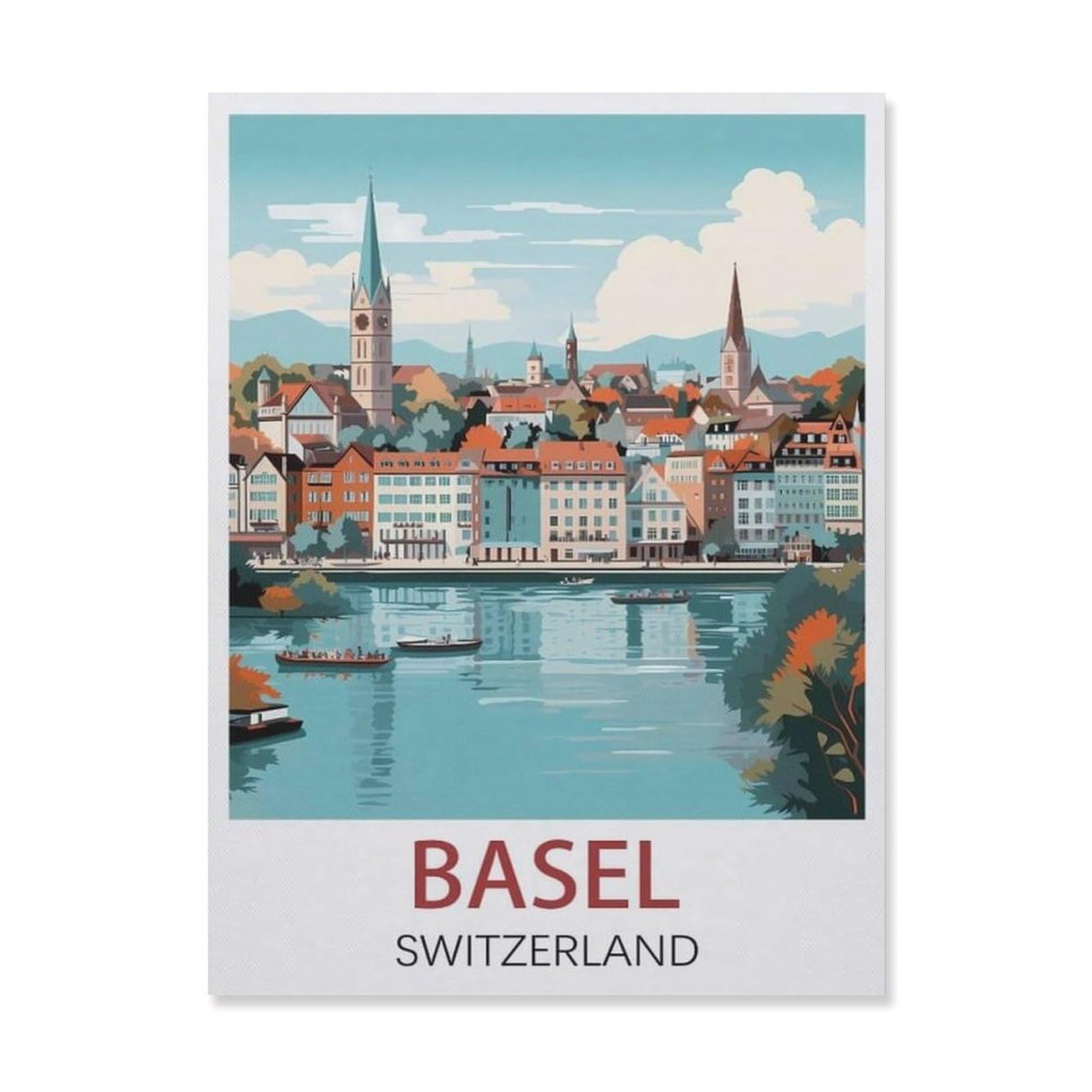 BEAYODKP Paint by Numbers for Adults Beginner，Basel Switzerland，DIY Oil Painting Kit on Canvas with Paintbrushes and Acrylic Pigment, Arts Craft for Home Wall Decor(50x60cm) 19.6x23.6 inches-DS29