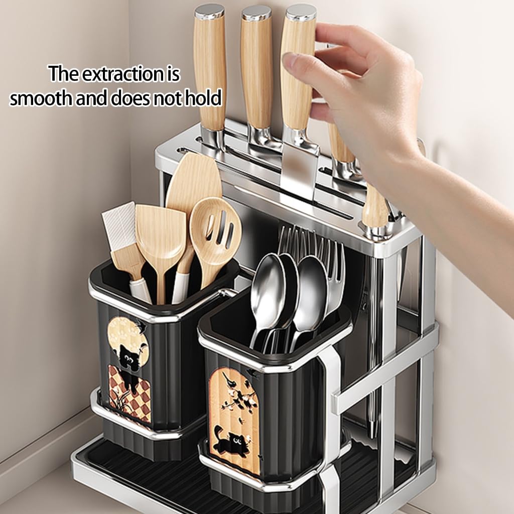 Support multifonction et organiseurs de baguettes avec construction en ABS robuste pour un rangement compact de cuisine et un gain de place sur le plan de travail