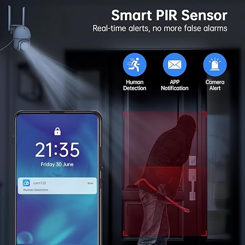 Miniatura 3 de Cámara de seguridad 3K de 5MP para exteriores y cámara de doble lente para interiores, inalámbrica, cámara PTZ de 360 para patio, garaje, bebé,