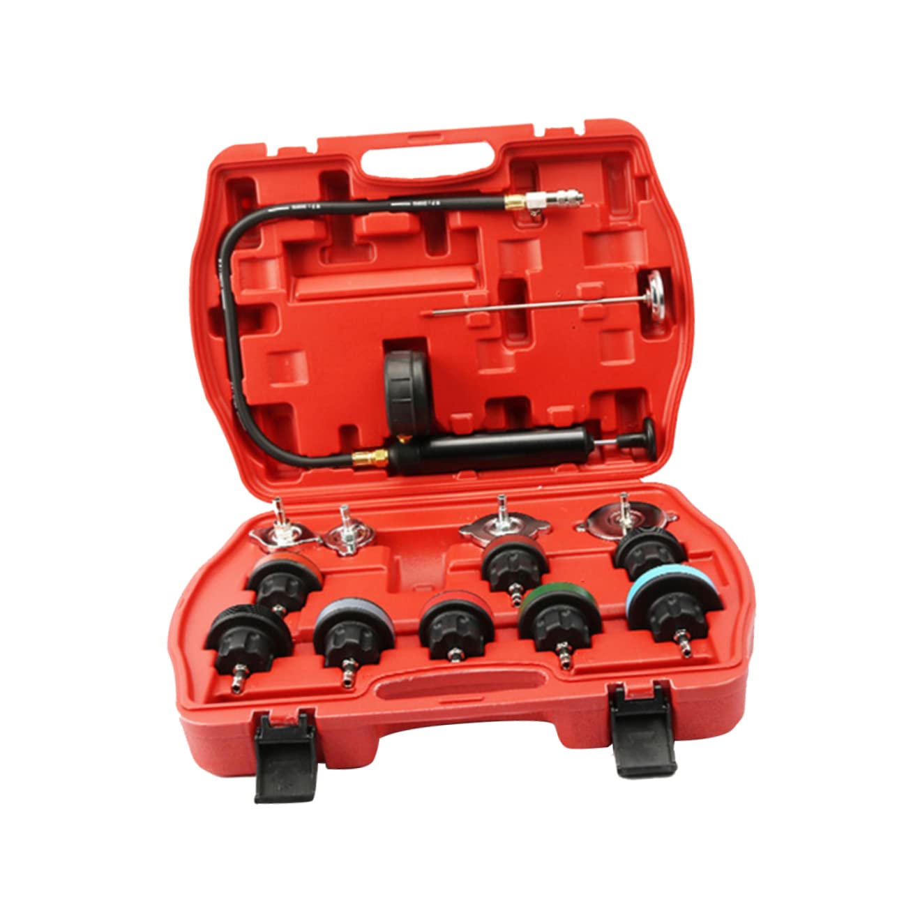 WZDDXUNSF 14pcs Tester Radiator Automotive Tools Universal Auto Vacuum Type Cooling System Kit Vehicle Adapters Car Leak Detector