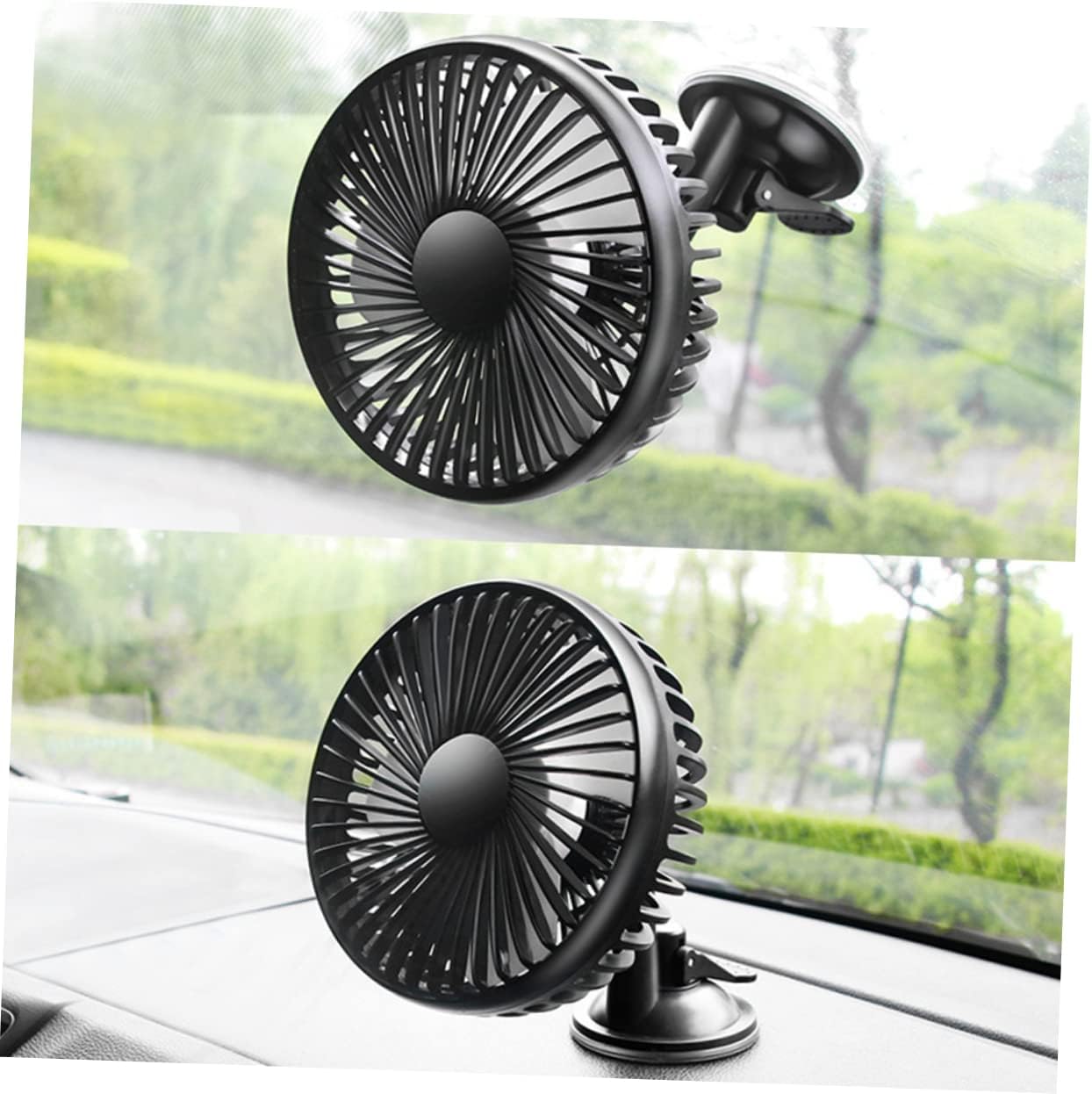 POPETPOP 3 pcs Portable Adjustable USB Car Cooling Fan Low Noise Rotating Electric Fan for Summer Use Vehicles Energy Efficient and Lightweight Black