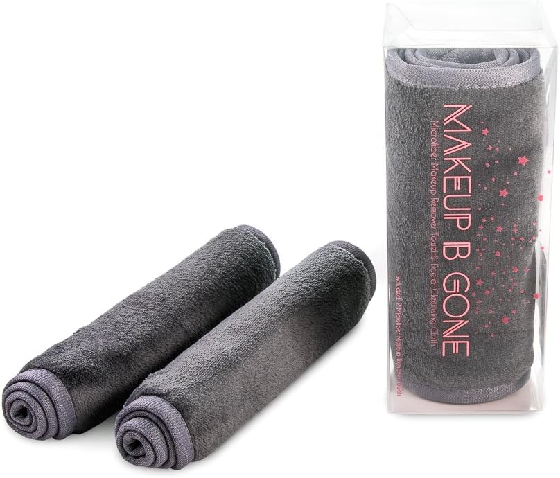 Makeup B Gone Makeup Remover Towel - Luxury Microfiber Face Washcloth - Exfoliates AND Cleanses, 2 pack, Chemical-Free, Machine Washable
