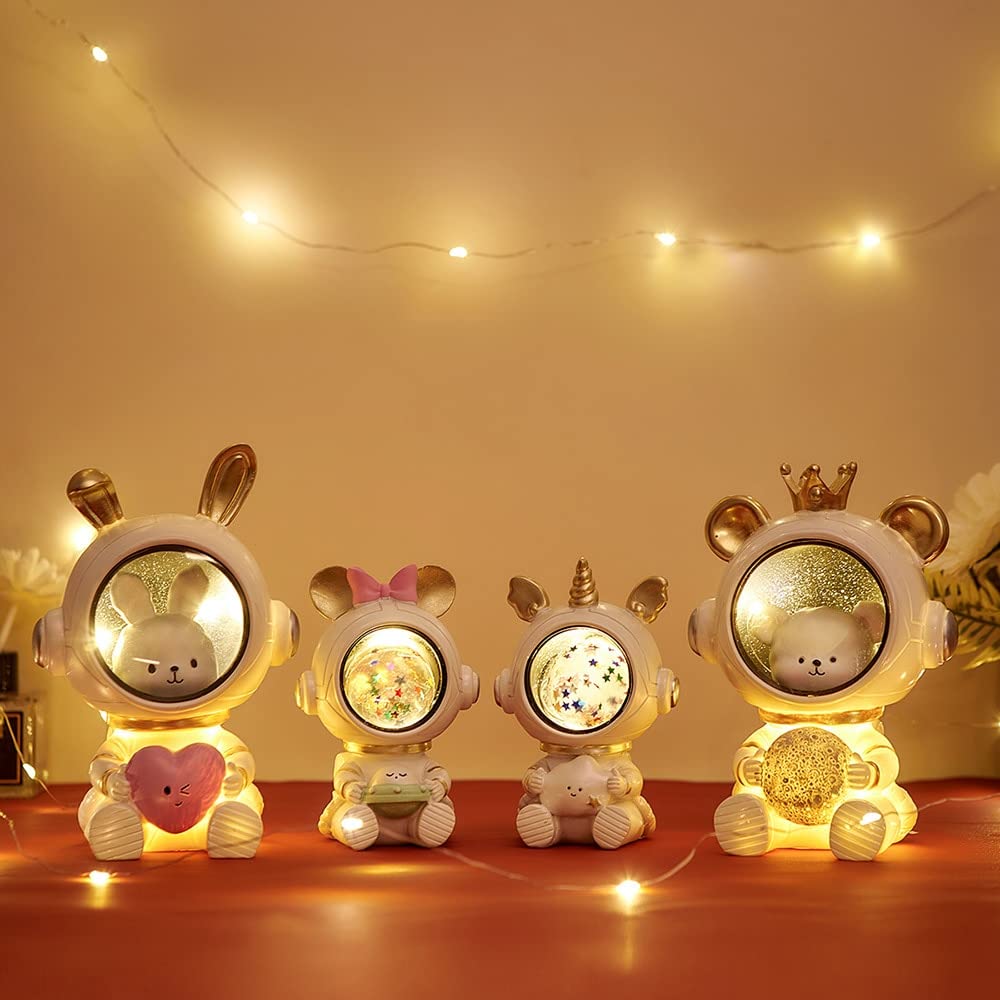Estatua decorativa Resina Astronauta Figuras Luz de noche Decoración del hogar Accesorios Cosmonauta Estatua Escultura Habitación Decoración Decoración Niño Regalo Decoraciones para el hogar