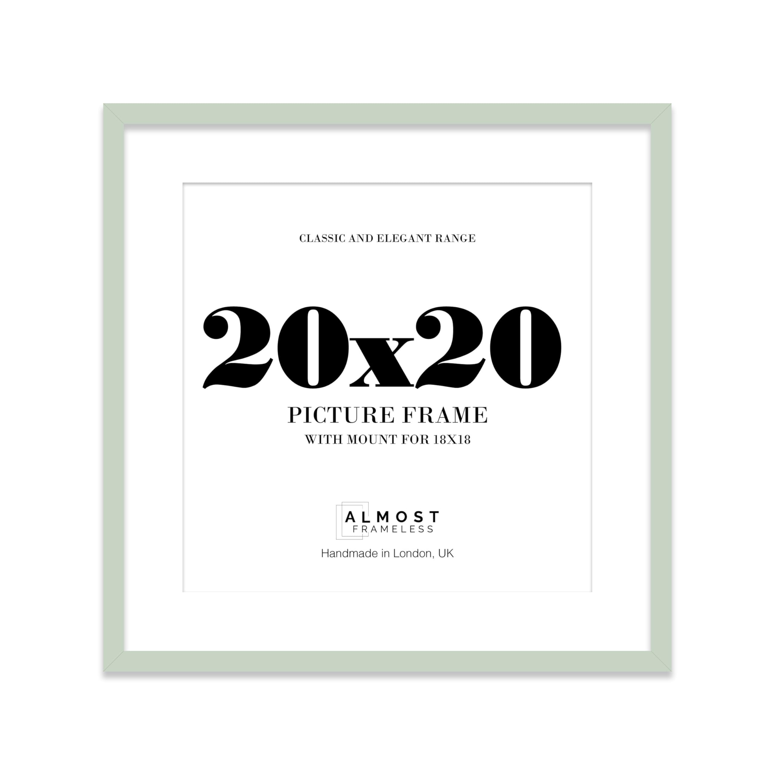 20x20 Mint Green Picture Frame with Mount for 18x18 Photos, Prints - Modern Square Wall Frame, 1 Pack