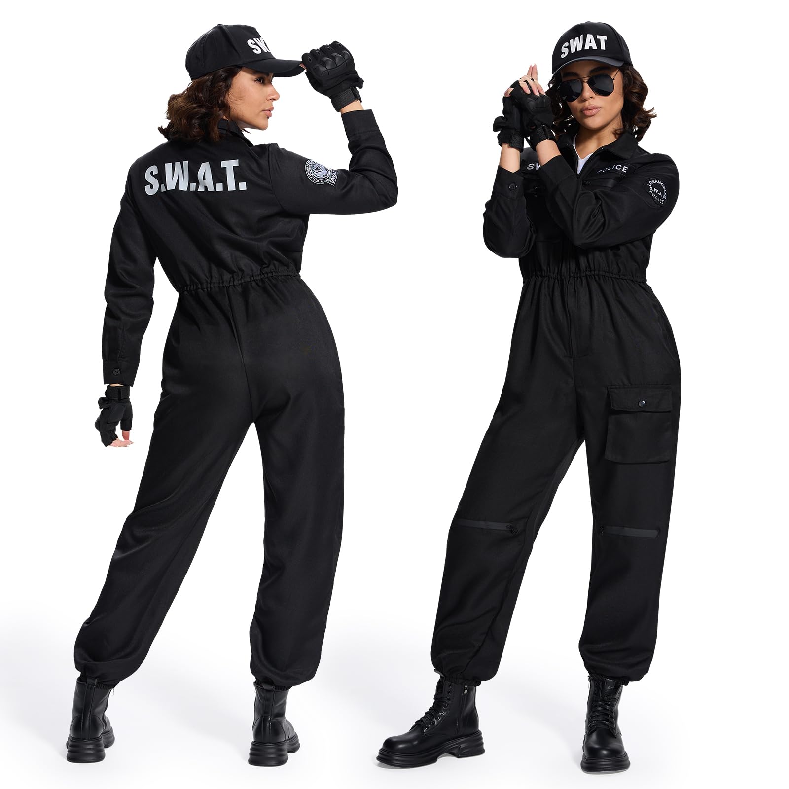 Disfraz De SWAT Para Mujer Talla S De Funidelia – Incluye Mono, Cinturón, Guantes, Gorra Y Piernera – Ideal Para Halloween Y Fiestas De Disfraces