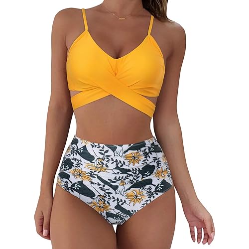 SUUKSESS Women Wrap Bikini Set Push Up High Waisted 2 Piece Swimsuits