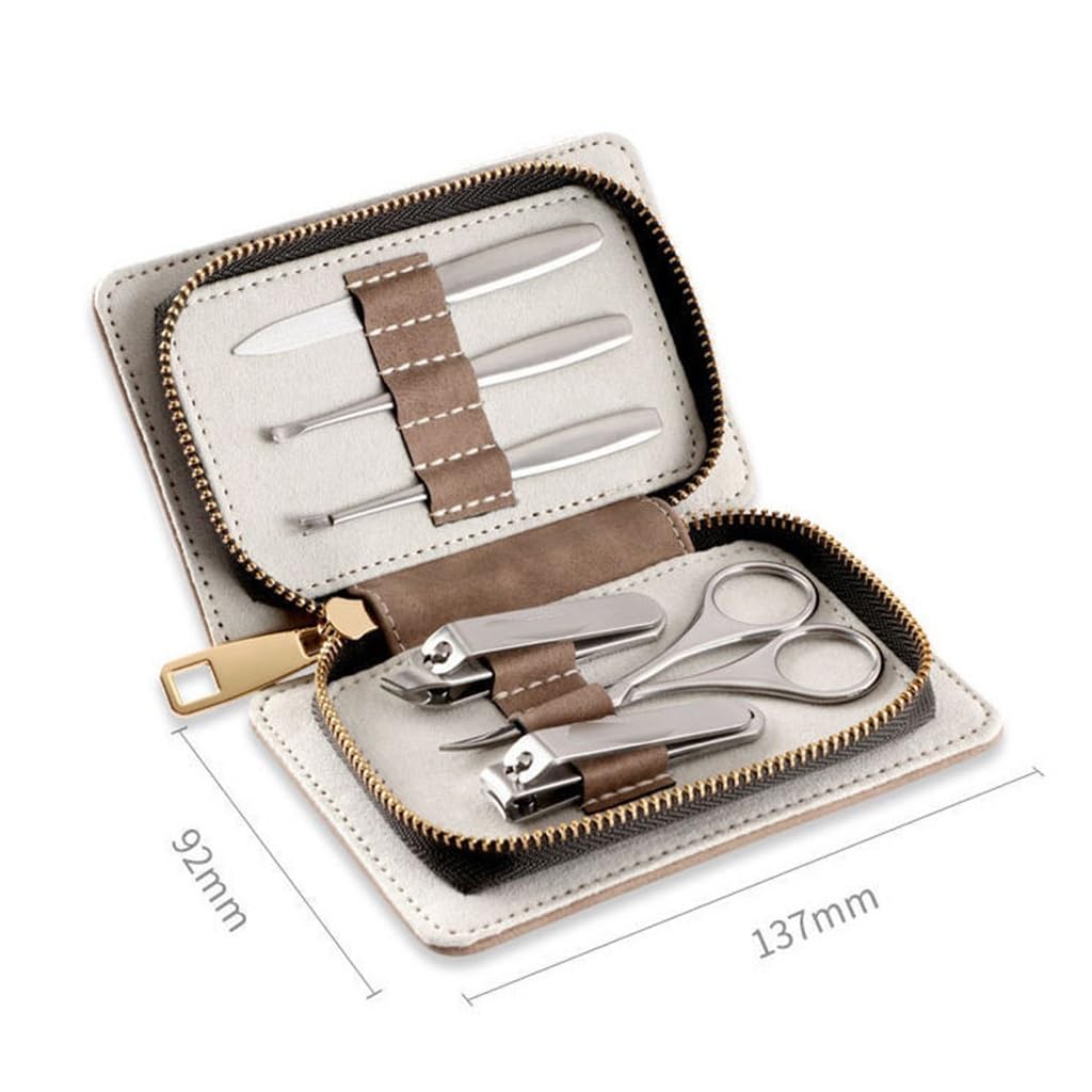 Ensemble de 6 Ciseaux à Ongles en Acier Inoxydable, Coupe-Ongles, Pochette zippée, Outils de manucure pour la Coupe