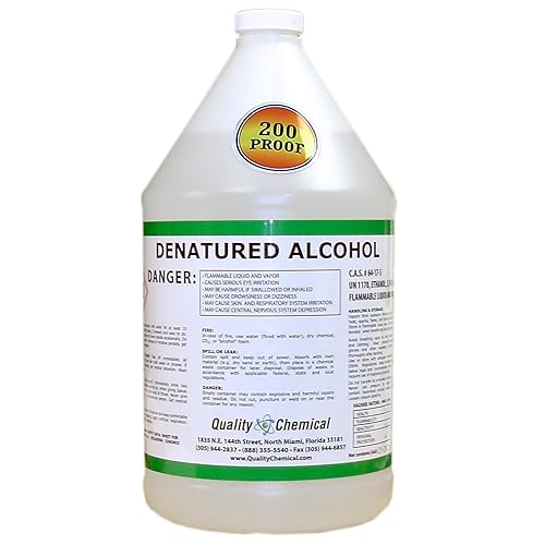 Alcohol desnaturalizado de Quality Chemical 200 proof de alcohol etílico - para limpieza, 1 galón (128 oz.)