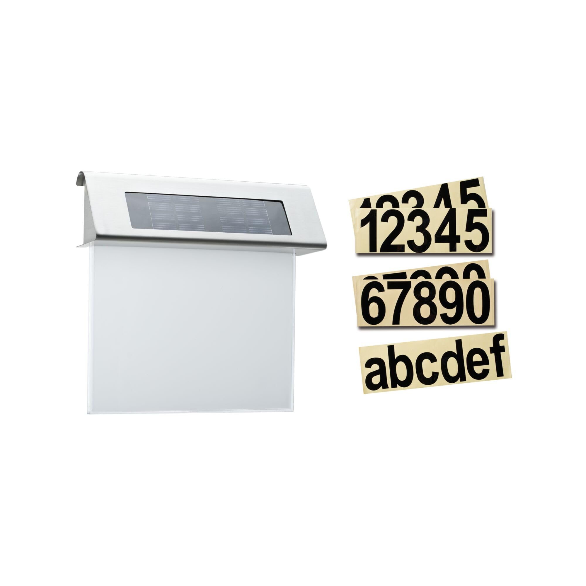 Specjalna lampa solarna numer domu IP44 LED 1 x 0,2 W plama/Wh stal nierdzewna/ACR