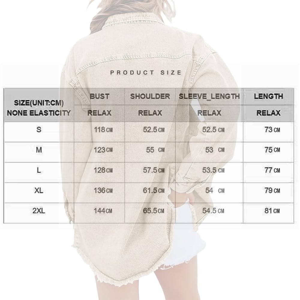 Chaqueta vaquera informal con botones y efecto desgastado para mujer, larga y ligera, extragrande