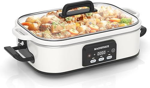 Miniatura 7 de Magnifique - Cacerola digital de 4 cuartos de galón, utensilios de cerámica prémium para horno, apto para lavavajillas, color blanco