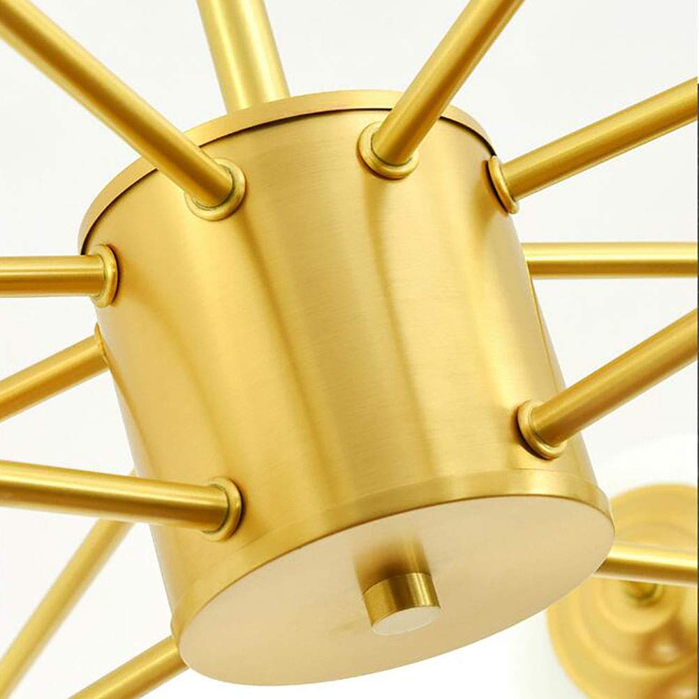 Nowoczesna złota lampa sufitowa do zabudowy, żyrandol z 12 światełkami, lampa wisząca w stylu połowy wieku z abażurem ze szkła matowego, styl retro, regulowana do jadalni - 4 światła
