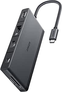 Anker USB C Hub, 552 USB-C Hub (9-in-1, 4K HDMI) with 100W Power Delivery, 4K@30Hz HDMI, 4 USB-C and USB-A Data Ports, Ethernet and SD/microSD Card Slot for MacBook, HP, Dell Laptops, and More